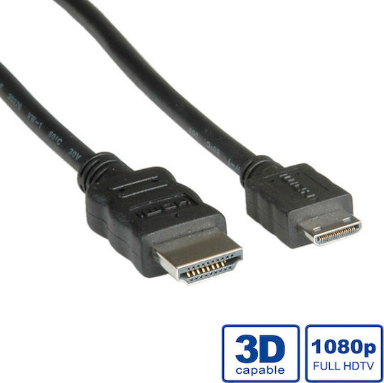 Roline HDMI Кабел HDMI Мъжки - Мини HDMI Мъжки 2м Черен