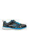 Kids Sports Shoes Running with Hoop & Loop Closure Black