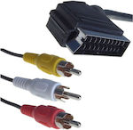 Powertech AV Cable Scart male - 3x RCA male 2m (CAB-S002)