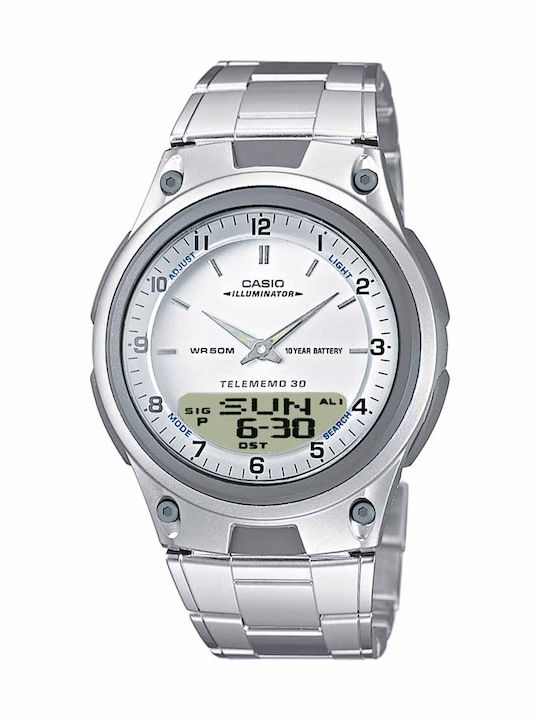 Casio Herrenuhr 40mm Batterie mit Silber Metallarmband