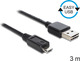 DeLock 83368 3m Regular USB 2.0 to micro USB Cable (83368)