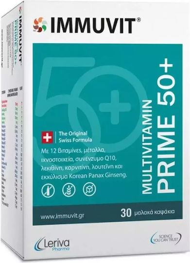 Leriva Pharma Immuvit Prime 50+ Πολυβιταμίνη για Ενίσχυση του Ανοσοποιητικού 30 μαλακές κάψουλες
