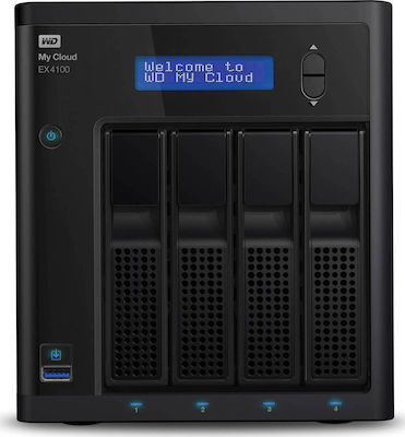 Western Digital My Cloud EX4100 NAS Tower με 4 θέσεις για HDD και 2 θύρες Ethernet