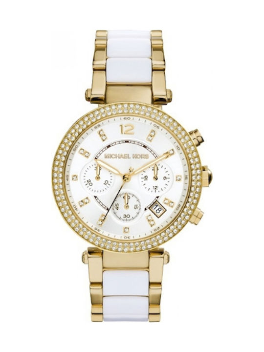 Michael Kors Parker Watch Chronograph with White Metal Bracelet