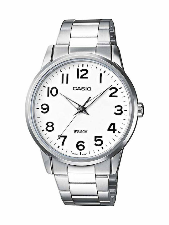 Casio Ανδρικό Ρολόι 40mm Μπαταρίας με Ασημί Μετ...