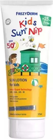 Frezyderm Sun+Nip SPF50 Waterproof Kids Sunscreen Set Emulsion 165ml & After Nip Crilen 15ml