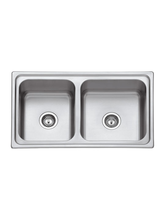 Karag BL 888 BL888 Drop-In Sink Right Inox Satin W86xD50cm Silver