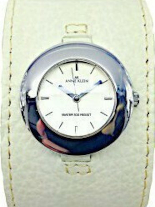 Anne Klein Women's Watch with White Leather Strap