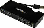 StarTech USB-A Docking Station with DisplayPort Ethernet Black (USB3SMDOCKHV)