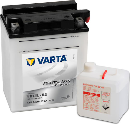 Varta Powersports Freshpack Отворен тип Мотоциклетна батерия YB14L-B2 190Спецификация с капацитет 14Ах