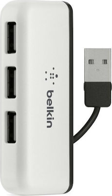 Belkin USB 2.0 Hub 4 Θυρών με σύνδεση USB-A Ασημί