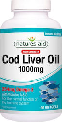 Natures Aid High Strength Cod Liver Oil Lebertran 1000mg 90 Softgels