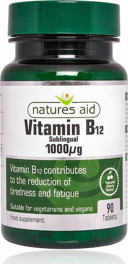 Natures Aid Vitamin B12 Vitamin for Nervous System Health 1000mcg 90 Tablets