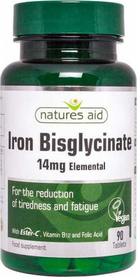 Natures Aid Iron Bisglycinate with Ester C 90 tabs