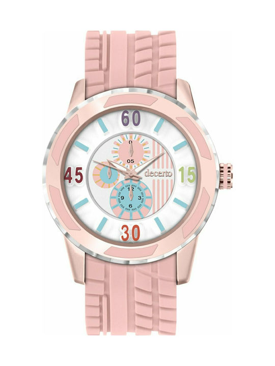 Decerto Watch Chronograph with Pink Rubber Strap