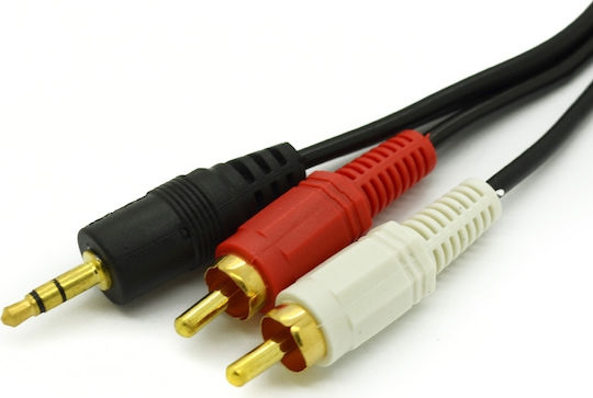 Aculine 3.5mm Male To RCA Male Audio Cable Black 1m With Gold Plated Terminals AU-011
