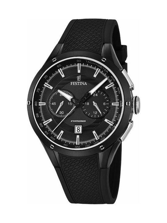 Festina Watch Chronograph Battery with Black Rubber Strap F16832/1