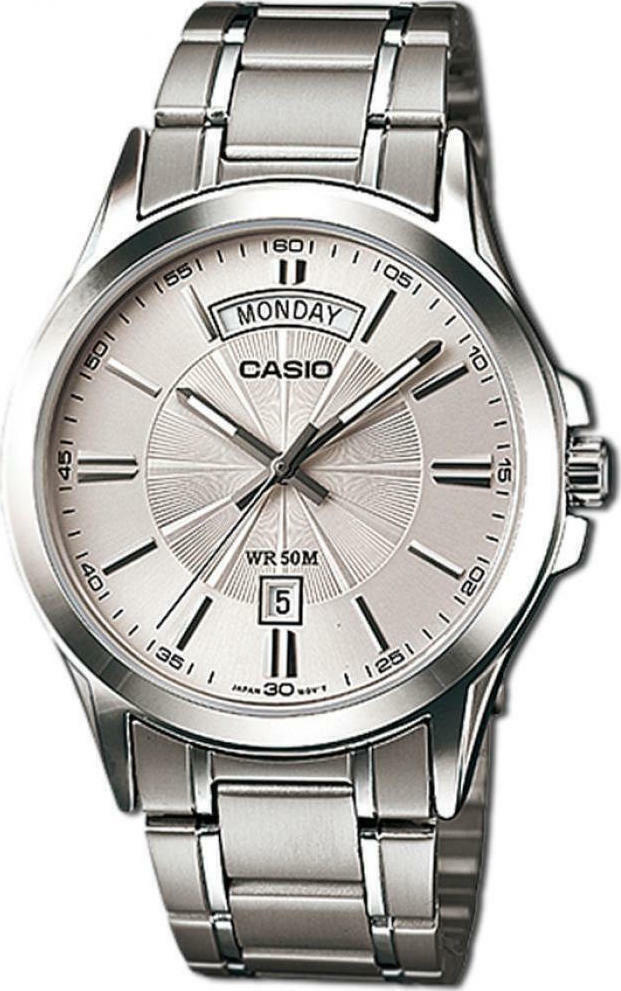 Casio Ανδρικό Ρολόι 40mm Μπαταρίας με Ασημί Μεταλλικό Μπρασελέ MTP-1381D-7AV | Skroutz.gr