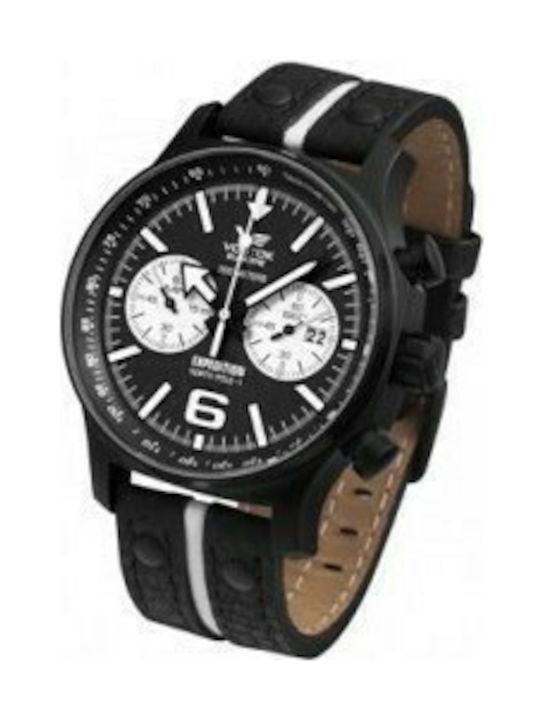 Vostok Europe Watch Battery with Black Leather Strap 6S21-5954199