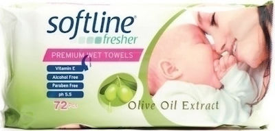 Softline Fresher Premium Baby Wipes without Alcohol & Parabens with Olive Extract 72pcs