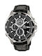 Casio Edifice Men's Watch 47mm Chronograph Battery with Black Leather Strap