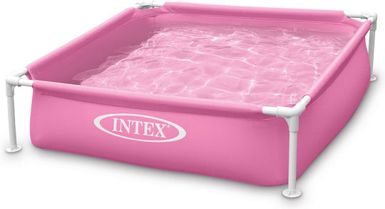 Intex Mini Frame Piscină Pentru Copii Pătrată 342lt Cu Cadru Metalic 122x122x30cm Roz