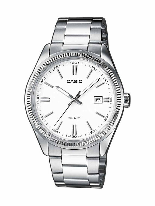 Casio Мъжки Часовник 38.5mm На Батерия със Среб...