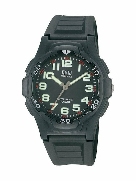 Q&Q Γυναικείο Ρολόι 40mm Μπαταρίας με Μαύρο Καουτσούκ Λουράκι