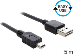 DeLock 83365 USB 2.0 USB-A мъжки към мини USB-B мъжки 5м DeLock 83365 USB 2.0 USB-A мъжки към мини USB-B мъжки 5м