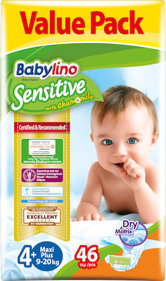 Babylino Sensitive Chamomile Πάνες με Αυτοκόλλητο No. 4+ για 9-20kg 46τμχ