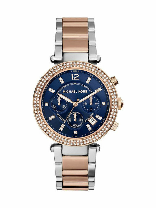 Michael Kors Parker Damen Uhr Chronograph mit Rose Gold