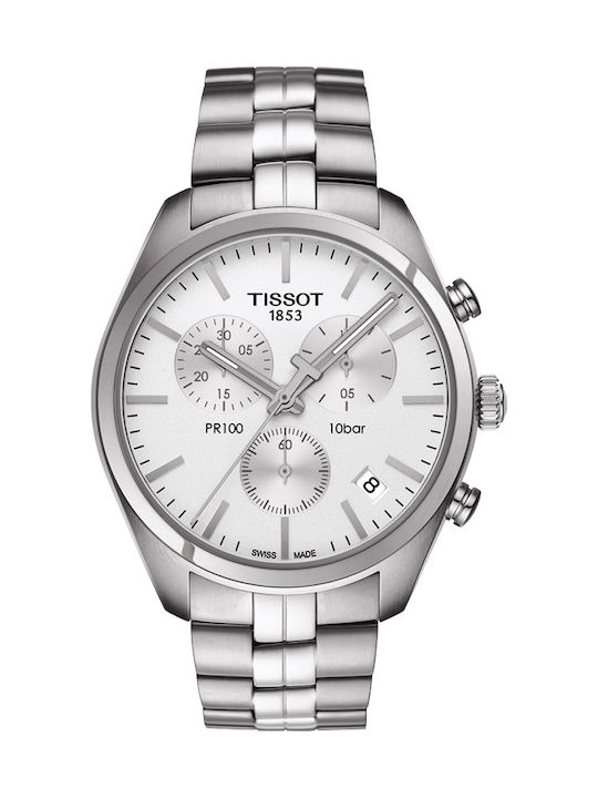 Tissot Uhr Chronograph Batterie mit Silber Meta...