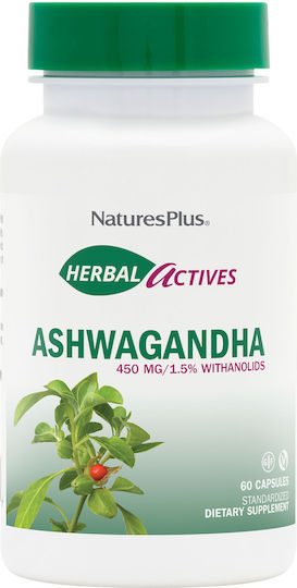 Nature's Plus Herbal Actives Ashwagandha 450mg 60 Vegetable Capsules