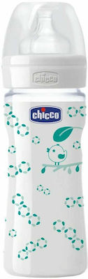 Chicco Glas Babyflasche Well Being Gegen Koliken mit Silikon Sauger für 0+, 0+ m, Monate Green Vögel 240ml