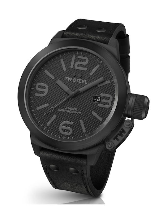 TW Steel Watch Battery with Black Leather Strap TW822