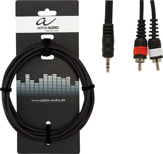 Alpha Audio 3.5mm Male To RCA Male Audio Cable Black 3m 190165