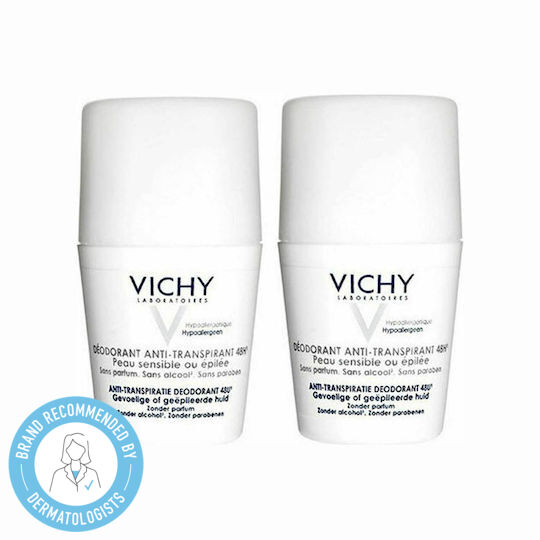 Vichy Soothing за Чувствителна или Депилирана Кожа 2 x 50ml Дезодорант 48h Рол-он 2x50ml