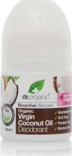 Dr.Organic Virgin Coconut Oil Virgin Coconut Oil Φυσικό Αποσμητικό σε Roll-On Χωρίς Αλουμίνιο 50ml