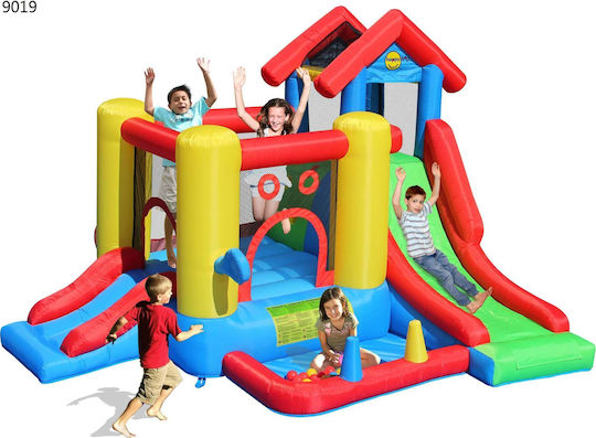 Happy Hop Saltea Gonflabilă Play House Cu Tobogan Gonflabil Și Tobogan Pentru 5-10 Ani