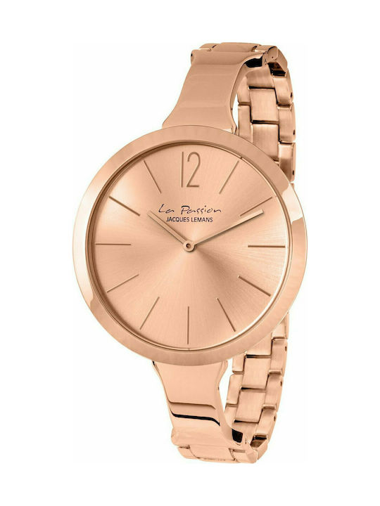 Jacques Lemans Watch with Pink Gold Metal Bracelet LP-115G