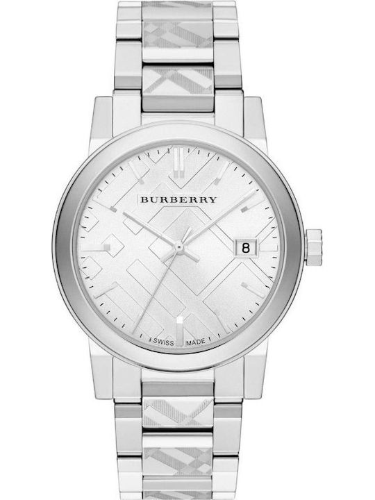 Burberry Γυναικείο Ρολόι 39mm Μπαταρίας με Ασημί Μεταλλικό Μπρασελέ