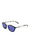 Men's Sunglasses with Black Tartaruga Horn-Rimmed Frame and Blue Lenses