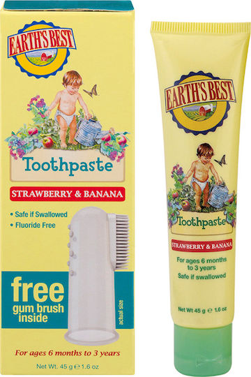 Earth's Best Toddler Toothpaste with Taste of Strawberry & Banana for 6m+ 45gr