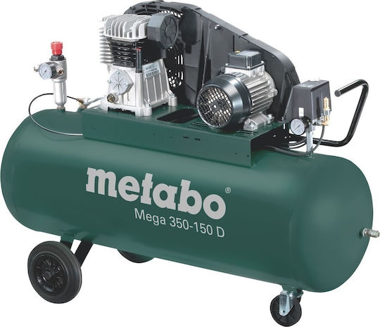 Metabo Mega 350-150 D Einphasig Luftkompressor mit Leistung 3hp und Lufttank 150Es 601587000
