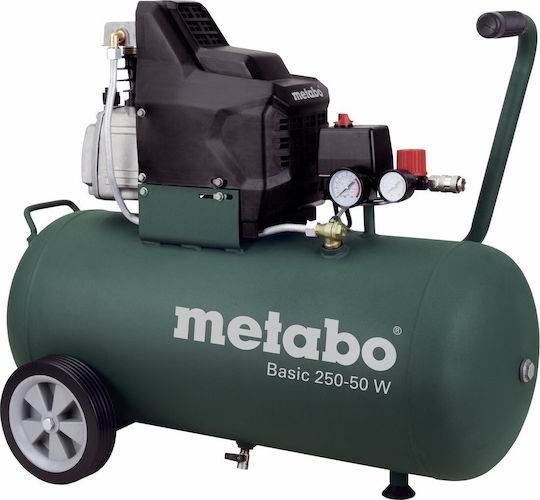Metabo Basic 250-50 W Einphasig Luftkompressor 81dB mit Leistung 2hp und Lufttank 50Es 601534000