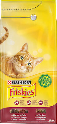 Purina Friskies Hrană Uscată pentru Pisici Adulte cu Carne de vită / Pui / Legume 2kg