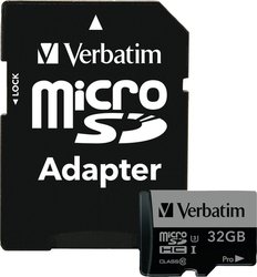 Verbatim Pro microSDHC 32GB Class 10 U3 UHS-I with Adapter