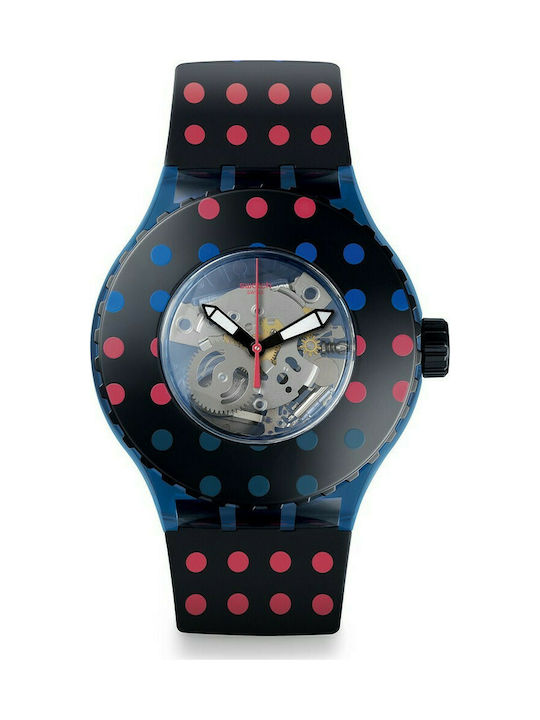 Swatch Часовник с Черно Каучукова Каишка SUUN100