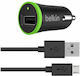 Belkin Încărcător Auto 10W 2.1A cu un Port: 1xUSB împreună cu Cablu Micro-USB Negru Culoare