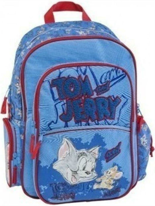 Graffiti Tom & Jerry School Bag Backpack Elementary, Elementary in Light Blue color